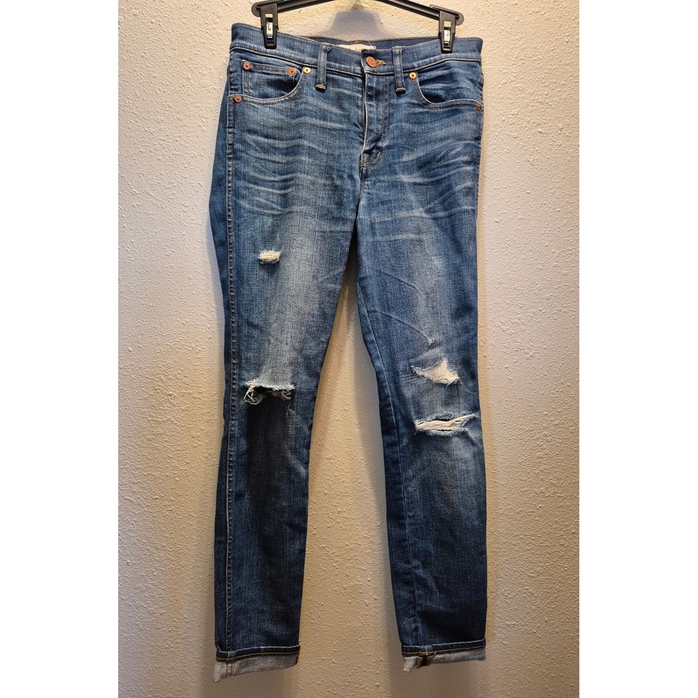 Madewell 9 High Riser Skinny Skinny Jeans Distressed Blue Size 27